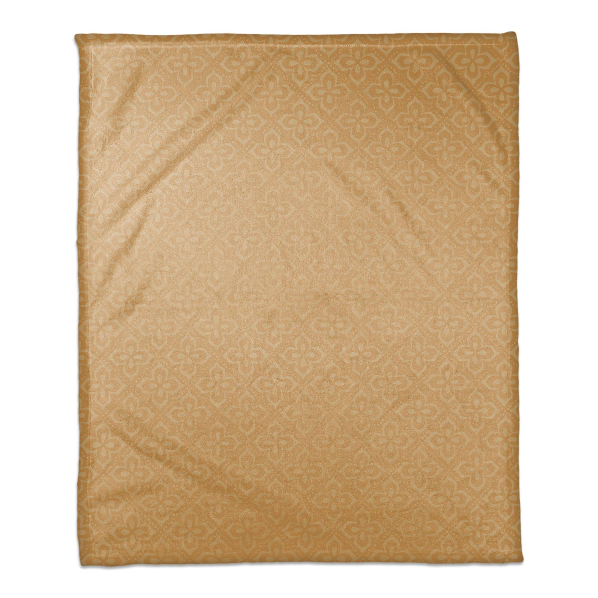 Yellow Medallion Pattern Coral Fleece Blanket